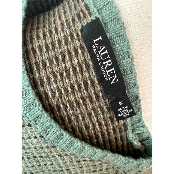 Ralph‎ Lauren Wool Blend Sweater size Medium Black label Leather Elbow Patches - Picture 3 of 11